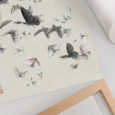 Impressão em tela Borboletas e Mariposas de Hokusai