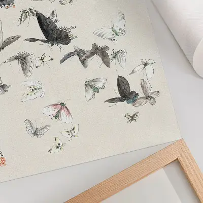 Borboletas e Mariposas de Hokusai impressão em tela