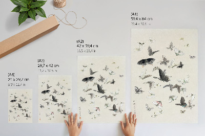 Impressão em tela Borboletas e Mariposas de Hokusai