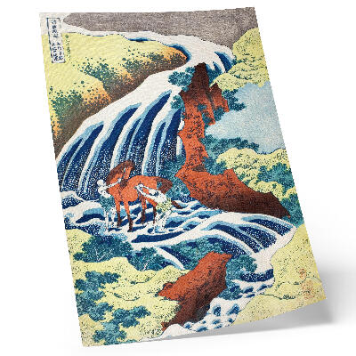 Poster para cozinha Gravura japonesa vintage em madeira de Hokusai representando as Cataratas de Yoshitsune em Yoshino, Província de Izumi (1833–1834)