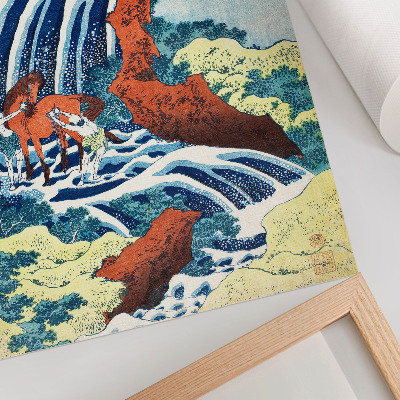 Poster para cozinha Gravura japonesa vintage em madeira de Hokusai representando as Cataratas de Yoshitsune em Yoshino, Província de Izumi (1833–1834)
