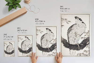Poster decorativo Pássaro de Katsushika Hokusai, do Álbum de Esboços (1814), gravura japonesa vintage em madeira.