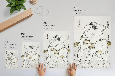 Poster para cozinha Lutadores de sumô de Katsushiki Hokusai (1760–1849), xilogravura japonesa vintage
