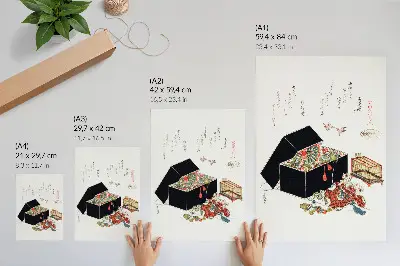 Impressão em tela caixa de joias japonesa de Hokusai de 1822