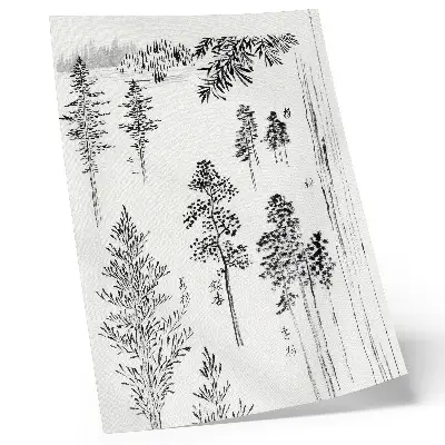 Arte de parede gravura japonesa vintage em madeira Pinheiros de Hokusai (1800-1900)