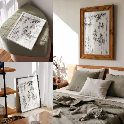 Arte de parede gravura japonesa vintage em madeira Pinheiros de Hokusai (1800-1900)