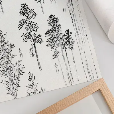 Arte de parede gravura japonesa vintage em madeira Pinheiros de Hokusai (1800-1900)