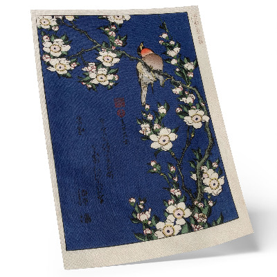 Poster decorativo Katsushika Hokusai (1760-1849), Robin em um galho de flor de cerejeira