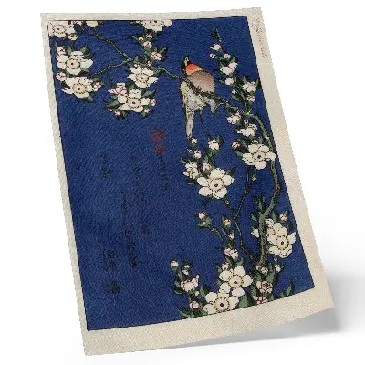 Pôster decorativo Katsushika Hokusai, Robin em um galho de flor de cerejeira