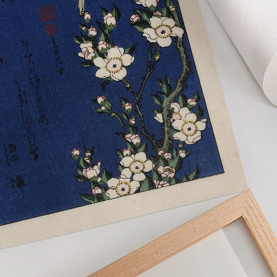 Poster decorativo Katsushika Hokusai (1760-1849), Robin em um galho de flor de cerejeira