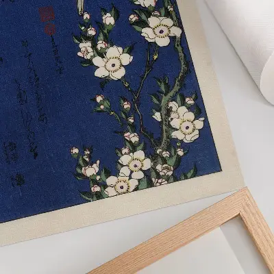 Pôster decorativo Katsushika Hokusai, Robin em um galho de flor de cerejeira