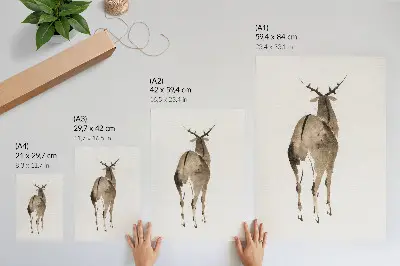 Impressão em tela ilustração vintage de animal Veado de Katsushiki Hokusai de 1904