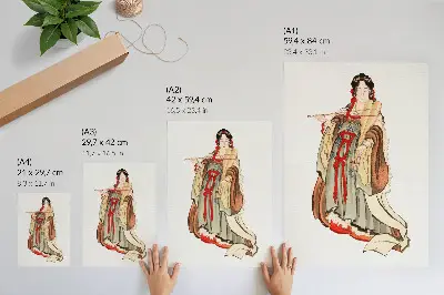 Arte de parede Benten (Deusa do Amor) séculos XVIII a XIX ilustração de uma mulher japonesa por Katsushika Hokusai