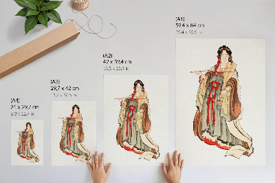 Arte de parede Benten (Deusa do Amor) (séculos XVIII-XIX), ilustração de uma mulher japonesa da Idade da Pedra por Katsushika Hokusai