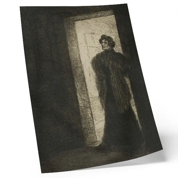 Poster decorativo No Limiar de Théophile-Alexandre Pierre Steinlen poster decorativo reprodução artística da obra No Limiar de Théophile-Alexandre Pierre Steinlen