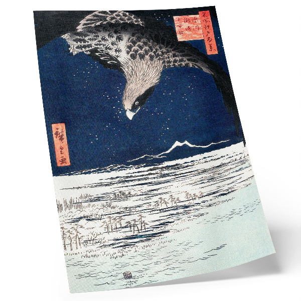 Impressão em tela Falcão japonês (1857) vintage Ukiyo-e de Utagawa Hiroshige