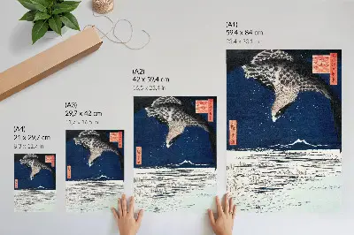 Impressão em tela de Falcão japonês de 1857 estilo vintage Ukiyo-e por Utagawa Hiroshige