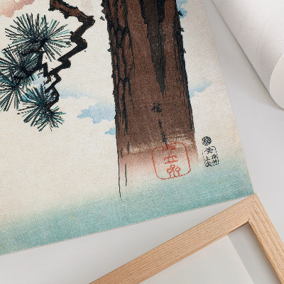 Arte de parede Pinheiro Japonês (1842-1843) vintage Ukiyo-e de Utagawa Hiroshige