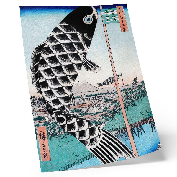 Poster decorativo Ponte Suidobashi e Surugadai de Utagawa Hiroshige (1857)