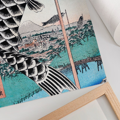Poster decorativo Ponte Suidobashi e Surugadai de Utagawa Hiroshige (1857)