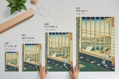 Poster para cozinha Os campos de arroz de Asakusa e o Festival Torinomachi, da série Cem Vistas Famosas de Edo, de Hiroshige.