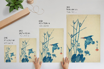 Poster decorativo Martim-pescador e Monocoria por Utagawa Hiroshige