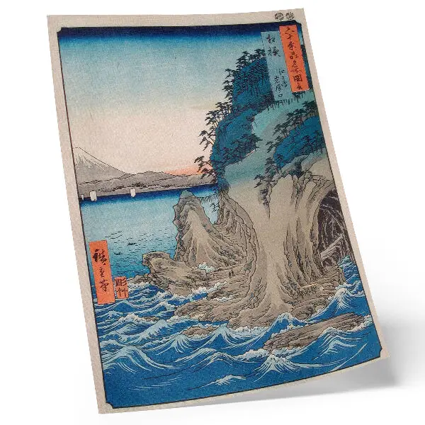 Arte de parede entrada da caverna na Ilha Enoshima, na província de Sagami, número 15, de Utagawa Hiroshige