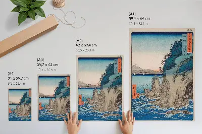 Arte de parede entrada da caverna na Ilha Enoshima, na província de Sagami, número 15, de Utagawa Hiroshige