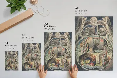 Poster para cozinha obra Behemoth e Leviatã de William Blake