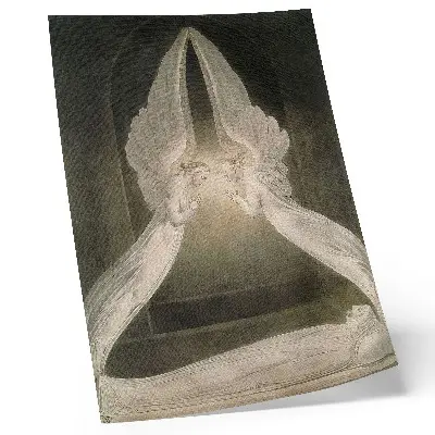 Arte de parede reprodução em aquarela Cristo no túmulo, guardado por anjos de William Blake (1805)