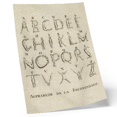 Poster decorativo O Alfabeto Nu; Alfabeto de la Bourbonnoise (1790)