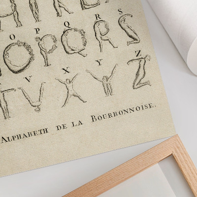 Poster decorativo O Alfabeto Nu; Alfabeto de la Bourbonnoise (1790)