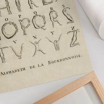 Pôster decorativo O Alfabeto Nu reprodução do Alfabeto de la Bourbonnoise de 1790