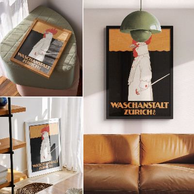 Poster decorativo Waschanstalt Zurich (1905), um cartaz publicitário histórico de Robert Hardmeyer