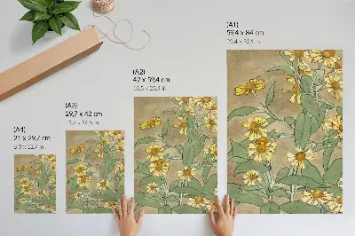 Arte de parede margaridas com centro laranja e pétalas amarelas de 1915 por Hannah Borger Overbeck