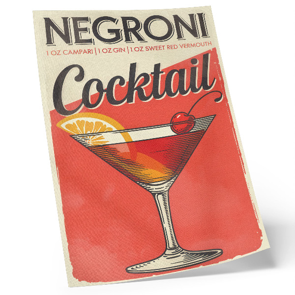 Arte de parede Coquetel Negroni com limão e cereja