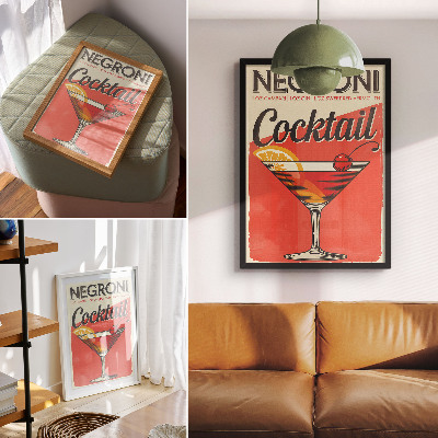 Arte de parede Coquetel Negroni com limão e cereja