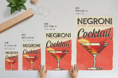 Arte de parede de coquetel Negroni com limão e cereja
