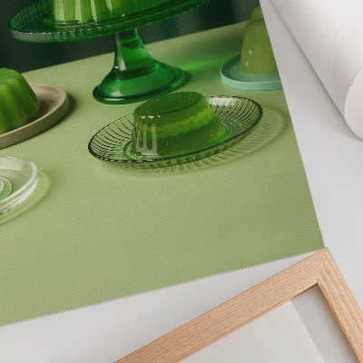 Poster para cozinha Gelatinas verdes em pratos diferentes