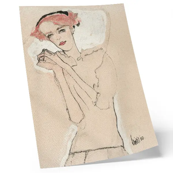Arte de parede Retrato de uma Mulher de 1910 de Egon Schiele, um desenho feminino da coleção do Museu MET