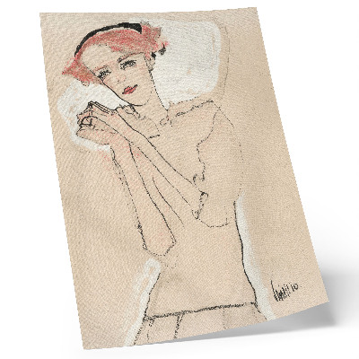 Arte de parede Retrato de uma Mulher (1910) de Egon Schiele – um desenho a traço feminino da coleção do Museu MET