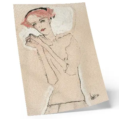 Arte de parede Retrato de uma Mulher de 1910 de Egon Schiele, um desenho feminino da coleção do Museu MET