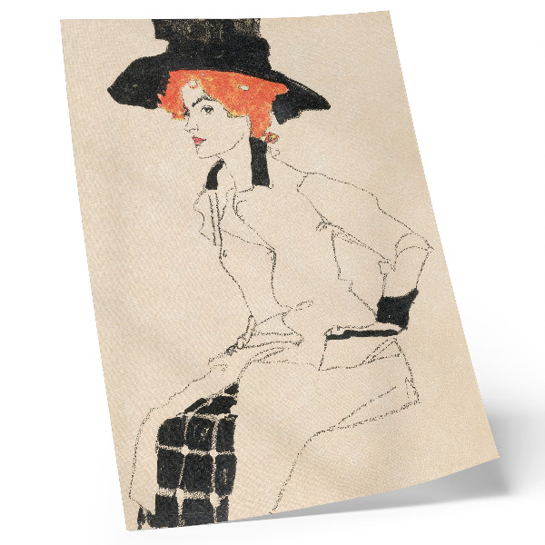 Poster para cozinha Retrato de uma Mulher (1910) de Egon Schiele – um desenho a traço feminino da coleção do Museu MET