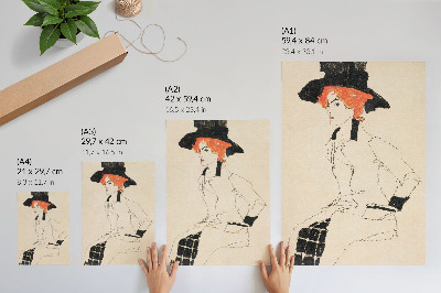 Poster para cozinha Retrato de uma Mulher (1910) de Egon Schiele – um desenho a traço feminino da coleção do Museu MET