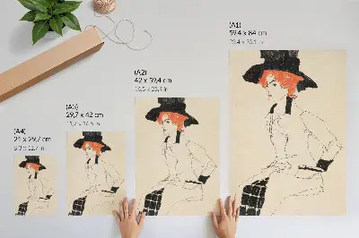 Poster para cozinha Retrato de uma Mulher de 1910 de Egon Schiele, um desenho a traço feminino da coleção do Museu MET