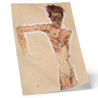 Poster decorativo Homem Nu: Autorretrato (1911) de Egon Schiele – uma pintura masculina da coleção do Museu MET