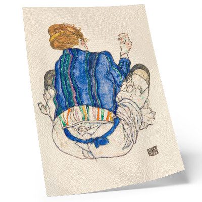 Impressão em tela Mulher Sentada, Vista Traseira (1917) de Egon Schiele – um desenho a traço feminino da coleção do MET