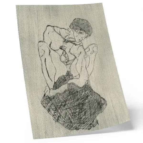 Poster para cozinha obra gráfica de Egon Schiele (1971), um desenho de linha feminina da coleção do MET