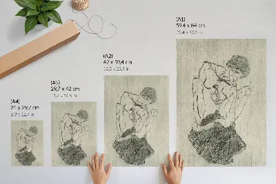Poster para cozinha obra gráfica de Egon Schiele (1971), um desenho de linha feminina da coleção do MET