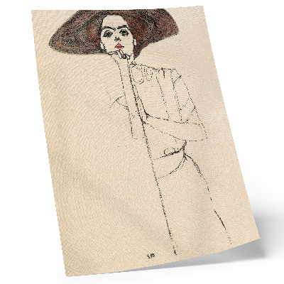 Poster decorativo Retrato de uma Mulher (1910) de Egon Schiele – um desenho a traço feminino da coleção do Museu MET